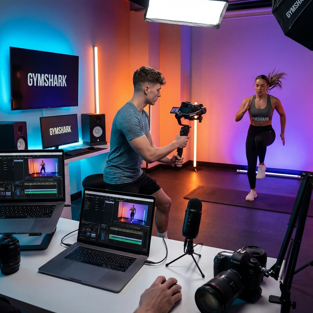Camera operator adjusting a broadcast TV camera in a studio